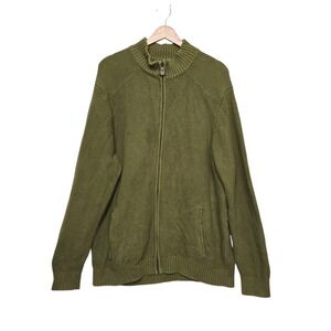 Pendleton Men's Olive Green Cotton Full Zip Mock Neck Sweater Size Large